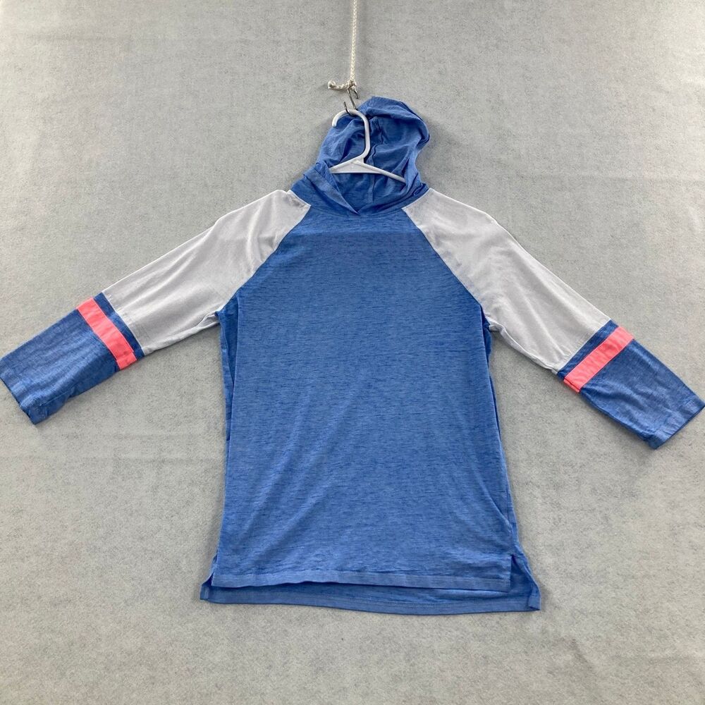 So Sporty Tee Kids Unisex Blue White Hooded Lightweight Raglan Hoodie Size XL
